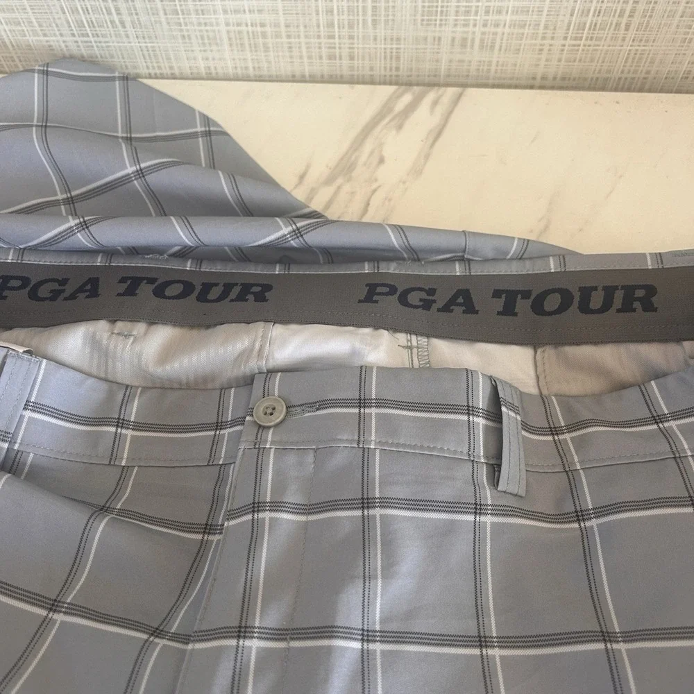 Golf Shorts PGA Tour Men's Size 42 Golf Shorts Gray Plaid Exc Cond‎ BxOO